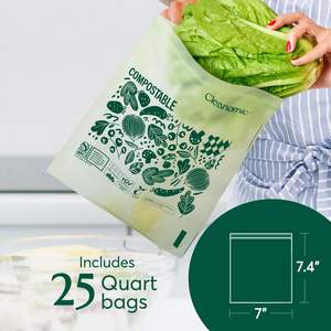 CLEANOMIC Sacs à lunch compostables Bundle Gallon Quart Tailles pour sandwichs et collations - Product Image 2