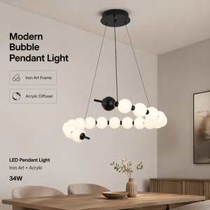 Modern Iron Acrylic <b>Led</b> <b>Dimmable</b> Remote Tricolor Pendant <b>Light</b> For Dining Room Living Room Adjustable Height 34W 3000K - Product Image 2