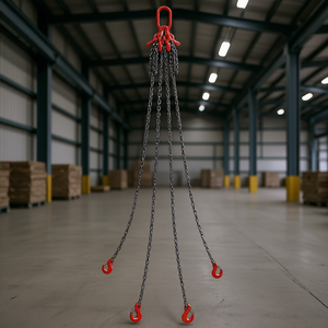 Eslinga de Cadena para Elevación de 10 Pies y 3/8 Pulgadas, Grado G80, 4 Patas, Ganchos de Agarre, Capacidad de 18400 Libras, Estilo Bridle para Nivelación de Carga - Product Image 2