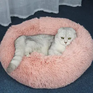 Diskon Besar Warna-warni Bulat Lembut Tidur Tempat Tidur Hewan Peliharaan Kucing Tidur Rumah Kucing Musim Dingin Hangat Nyaman Bulu Palsu Pemanas Sarang Kucing 6 Inci 2 Buah