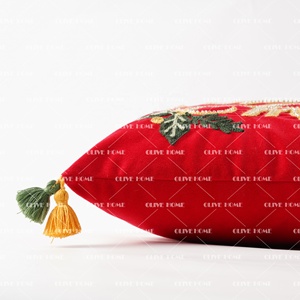 Embroidered Merry Christmas Holiday Red Throw Pillow Case Cover Decorative Sofa <strong>Cushion</strong> Covers <strong>Scatter</strong> <strong>Cushions</strong> Home Decoration - Product Image 4