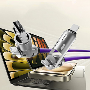 Chargeur multi-connecteurs 4 en 1, coudé rotatif, USB vers Type-C, 1,5 m, câble en silicone pour téléphone portable, charge rapide 240 W, transfert de données - Product Image 6