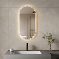 Écran tactile rétro-éclairé éclairé éclairé pour villa hôtel projet intelligent sans cadre ovale salle de bain led miroir