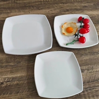 Assiette Carrée de Restauration Blanche Unie en Mélamine, Incassable, Vente Chaude Direct Usine, pour Maison et Restaurant