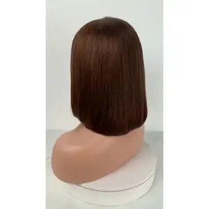 low price dark Black female front lace up wig body wave human hair wig