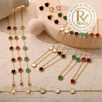 Pulsera de Joyería de Moda de Acero Inoxidable Chapado en Oro de 18K, Ajustable, con Diseño de Flor y Trébol, Personalizada, Impermeable y Resistente a la Decoloración