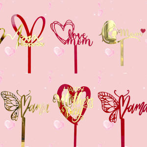 Insert <span class=keywords><strong>de</strong></span> gâteau en acrylique rouge or « <span class=keywords><strong>Maman</strong></span> » pour la fête des mères, la fête des femmes, décoration <span class=keywords><strong>de</strong></span> gâteau « Je t'aime <span class=keywords><strong>maman</strong></span> » - Product Image 1