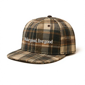Wholesale Custom Logo Embroidered Plaid Snapback Hat <b>Vintage</b> Flannel Wool Blend 6 Panel Flat Brim <b>Cap</b> High Quality - Product Image 3