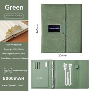 Libreta de Negocios de Alta Gama, Luminosa, con Carga Inalámbrica, Triple Pliegue, de Cuero PU, Personalizable, para Registro de Reuniones, con Caja de Regalo y Logotipo - Product Image 6