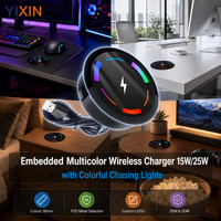 Módulo de Carga Inalámbrica para Mesa de Juegos YIXIN, Carga Rápida de 15W + Luz Ambiental RGB, Construcción de PC/ABS+Vidrio Templado, Logotipo Personalizado