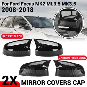 2X copertura specchietto retrovisore nero lucido in fibra di carbonio Look per Ford Focus 2 3 MK2 MK3 2008 2009 2010 2011 2012 2013 2014-2018
