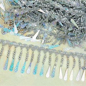 Pita Renda Dekoratif Natal Merah Biru Hijau untuk Kostum DIY, Gaun, Pelapis, Pita Berhias Manik-manik, Glitter, Payet, Rumbai - Product Image 1