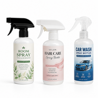 Bouteille pulvérisateur vide en PET transparente personnalisée de 500 ml et 750 ml avec pulvérisateur à gâchette pour solutions de nettoyage automobile et capillaires