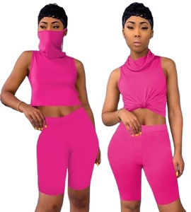 Sudadera con capucha sin mangas para mujer, chaleco con estampado de letras, Top y pantalones cortos con encaje lateral - Product Image 1