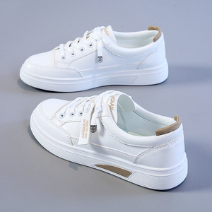 Chaussures de sport d'été tendance pour femmes 2025 – Baskets décontractées en cuir PU blanc avec semelle plate et design imperméable - Product Image 3