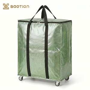 Borsa Tote Pieghevole Personalizzata per Viaggi, Scuola e Trasporto, in PP Intrecciato con Ruote, Riutilizzabile, per Esportazione Diretta, Vendita all'Ingrosso - Product Image 1