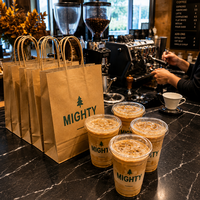 Sacs à emporter en papier kraft brun de luxe avec poignées torsadées |   Sacs d'emballage alimentaire personnalisés imprimés à l'écran pour la livraison de restaurants