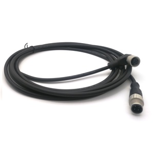 Conector Bibo SVLEC M12 de 4 pines sobremoldeado, macho recto a hembra en ángulo, para automoción, gris o negro, PVC o PUR, 4 polos - Product Image 2