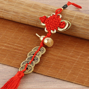 Pendentif en laiton véritable en forme <span class=keywords><strong>de</strong></span> calebasse, fait main, thème nœud chinois, avec motif Monnaie des Cinq Empereurs, pour porte <span class=keywords><strong>de</strong></span> maison et cadeau <span class=keywords><strong>de</strong></span> pendaison <span class=keywords><strong>de</strong></span> crémaillère - Product Image 4