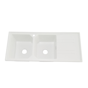 Évier de cuisine en composite de <span class=keywords><strong>granit</strong></span> noir et <span class=keywords><strong>gris</strong></span> 116*50 Quartz Classique à double bac à montage sous plan, un trou, design moderne, sans robinet - Product Image 1