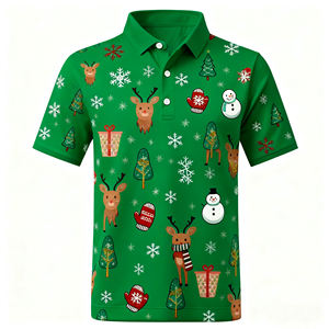 Fabricant de vêtements de Noël Chemises imprimées de vacances Chemises tricotées de <span class=keywords><strong>golf</strong></span> à manches courtes pour hommes - Product Image 4