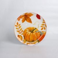 Service de vaisselle en grès à motif citrouille et carreaux de buffle pour la récolte d'automne, assiettes et bols d'automne pour Thanksgiving, compatibles micro-ondes et lave-vaisselle