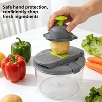 Coupe-légumes manuel multifonctionnel transfrontalier en acier inoxydable, indispensable pour la cuisine, trancheuse, râpe et hachoir 13-en-1 intégré