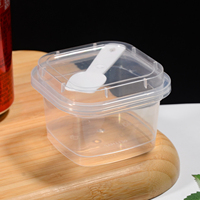 Vaso para Pudín de PP5 de Grado Alimenticio con Tapa y Cuchara, Contenedor Desechable Redondo y Cuadrado para Postres, Gelatina, Yogur y Mousse