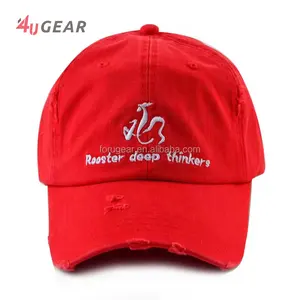 Cheap cap Wholesale 6 Panel Unstructured Embroidered Distressed Custom Dad Hat Factories In China