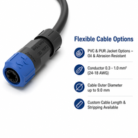 Conector Impermeable Tipo T con Enchufe Macho y Hembra M16, Corriente Nominal de 10A, 8A, 5A, para Iluminación LED Exterior y Robots