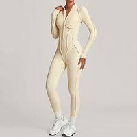 Combinaison d'automne et d'hiver à col montant, combinaison de fitness intégrée avec fermeture éclair, combinaison de yoga haute performance pour l'exercice