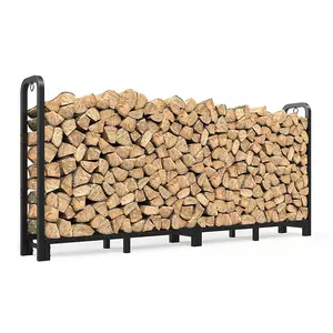 8ft rak kayu bakar luar ruangan tiang penyangga log dapat diatur untuk Teras Teras penyimpanan kayu