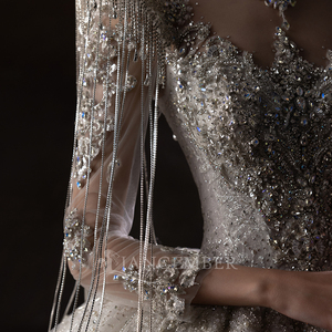 Abito da ballo di lusso abiti da sposa paillettes con applicazioni di perline volant abiti da sposa <span class=keywords><strong>Vestina</strong></span> De Novia Lsht076 - Product Image 5