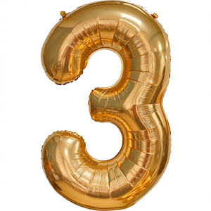 Party Love Number 3 Gold Foil <b>Balloon</b> 1M Metallic Birthday Party <b>Decoration</b> - Product Image 2