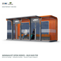 Abri de bus intelligent personnalisé et climatisé avec portes coulissantes en verre, murs en verre trempé et sièges passagers