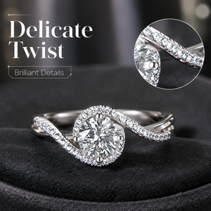 316L <b>Stainless</b> <b>Steel</b> 14K Gold Plated Prong Setting Zircon Trendy <b>Ring</b> Women Twisted Shank Halo Engagement <b>Ring</b> Waterproof Bridal - Product Image 2