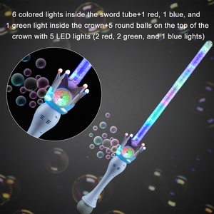 Espada de Burbujas de Neón con Corona de 10 Orificios, Portátil, Iluminada, de PS/ABS, Juguete Infantil, Tema Romántico, Accesorios para Fiestas de Boda al Aire Libre, para Padres e Hijos - Product Image 5