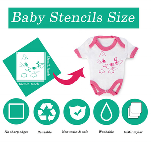 Pochoirs mignons de douche de bébé pour peindre sur des sacs de chemises en <span class=keywords><strong>tissu</strong></span> Petits modèles de dessin sur le thème des animaux - Product Image 4