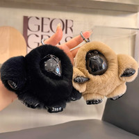 Articles de mode : Porte-clés 100% vraie fourrure de lapin, breloque gorille King Kong pour clés de voiture, pendentif de sac, cadeaux en peluche
