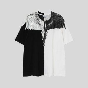 Oversized <b>Black</b> Graphic Feather <b>Wings</b> Streetwear Tee Urban Designer Style T-Shirt - Product Image 1