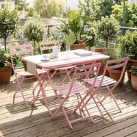 Ensemble de salle à manger pliant en métal pour hôtel, table et chaises de bistrot colorées, design moderne, durable et écologique, mobilier de jardin extérieur