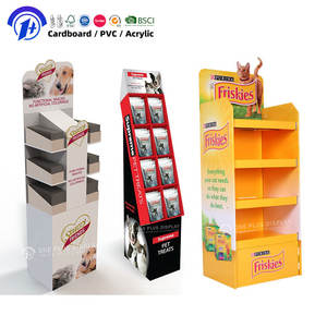 Support d'affichage de comptoir pour aliments pour animaux de compagnie en papier ondulé d'usine, présentoir en carton pliable - Product Image 1