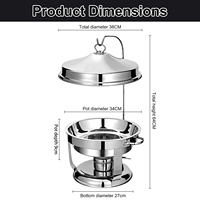 Réchaud de buffet élégant doré de 4,5 L en acier inoxydable avec couvercle en verre, chauffe-plat de style royal pour banquets, mariages et réceptions