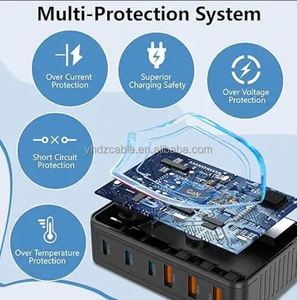 100W 6 Port Type USB <b>C</b> Charging Station Hub Block Cube USB <b>C</b> Fast <b>Charger</b> USB <b>C</b> Wall <b>Charger</b> Power Strip Adapter <b>Plug</b> - Product Image 6