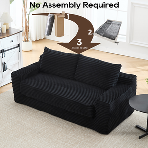 Compression <b>Sofa</b> Set for Living Room-Square Design No Assembly Convertible 2-in-1 <b>Bed</b> Corduroy Fabric <b>Modern</b> Adjustable - Product Image 4