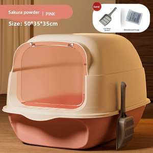 Scatola per gatti in plastica leggera resistente e resistente rosa di fabbrica per casa e Multi-gatto - Product Image 3
