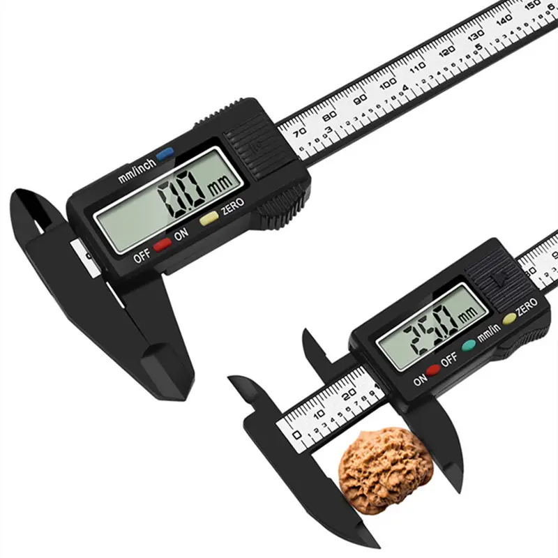 6 Polegada De Fibra De Carbono Vernier Caliper 150mm Eletrônico Digital plástico Caliper régua de medição digital Régua Digital