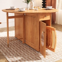 Table à manger ronde pliante en bois moderne et extensible avec rangement - Meubles multifonctionnels pour salle à manger