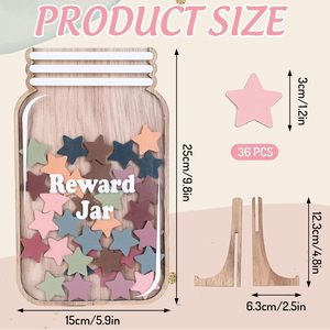Nicro vendita calda di alta qualità fiore forma di stella in legno premio barattolo per bambini strumenti di incentivazione di gestione <span class=keywords><strong>del</strong></span> comportamento decorazioni in aula - Product Image 3