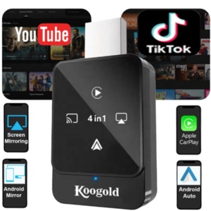Adaptador de Pantalla USB-C Inalámbrico 4 en 1 Koogold con CarPlay y Android Auto, Control Remoto GPS para Netflix, TikTok, <span class=keywords><strong>Amazon</strong></span> <span class=keywords><strong>Prime</strong></span> <span class=keywords><strong>Video</strong></span> - Product Image 1